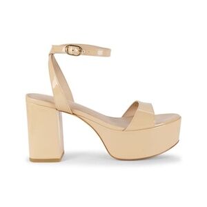 New Stuart Weitzman Gala Patent Leather Sandals Golden Beige Sz 10